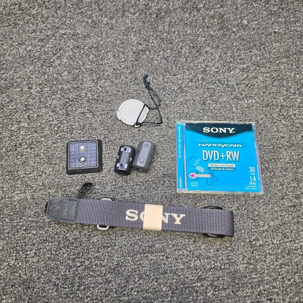 Sony Handycam DCR-DVD92 Silver Camcorder 20x Optical Zoom Carl Zeiss Bundle